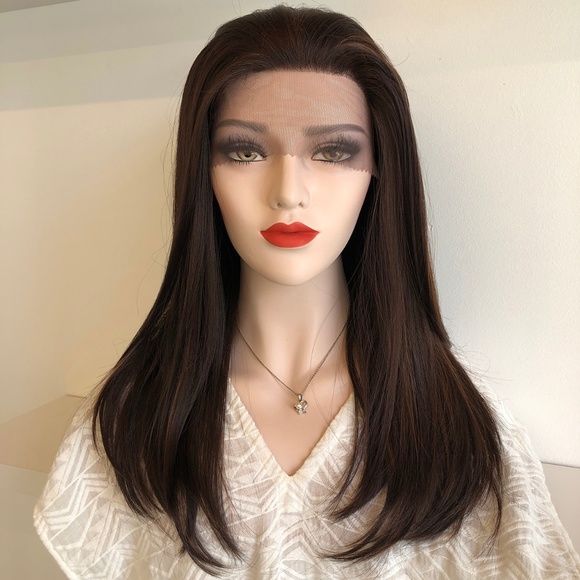 Her Wig Closet Accessories - 20" Brown W/ Highlights Lace Front Wig | Faye
